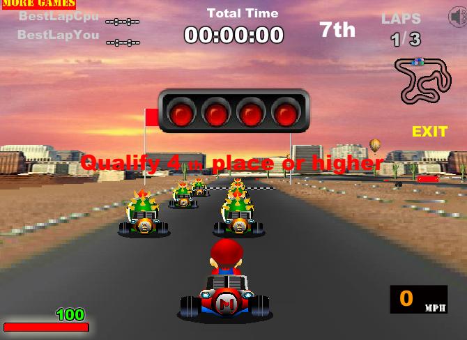 Chơi game huyền thoại xe Kart Mario