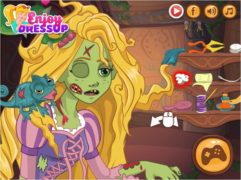 chơi game công chúa tóc mây biến thành zombie